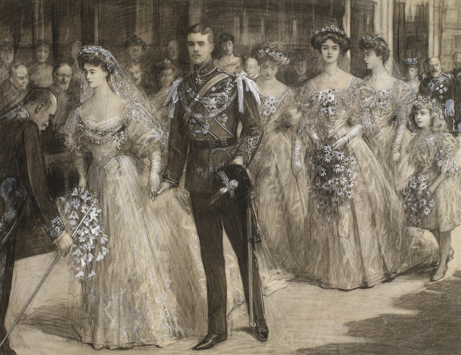 The marriage of The Princess Margaret of Connaught and The Crown Prince of Sweden and Norway at St George's Chapel on 15 June 1905.