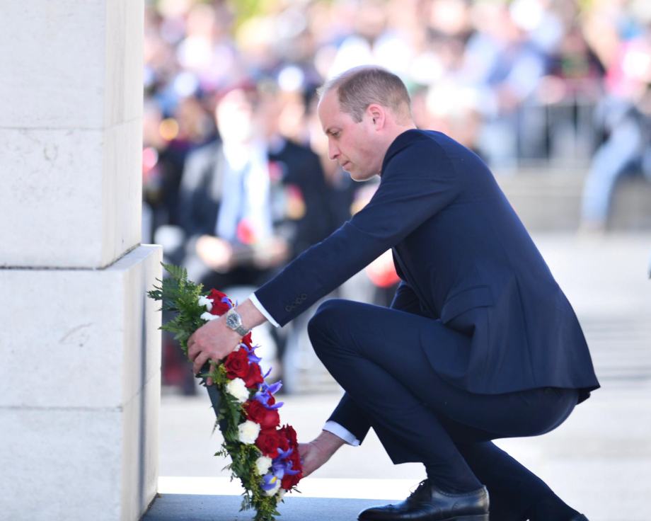 The Duke of Cambridge lays a wreath at the Anzac Day Civic Service in Auckland, New Zealand.