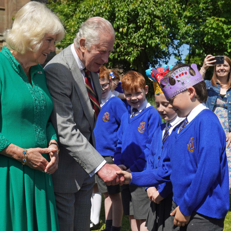 The King and Queen meet schoolchildren in Armagh