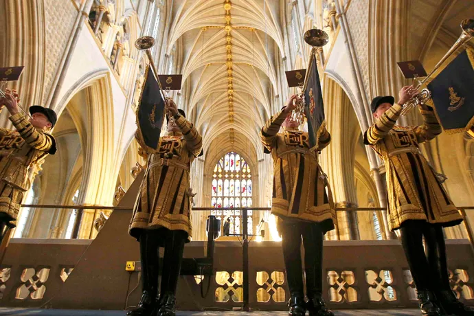 Buglers performing