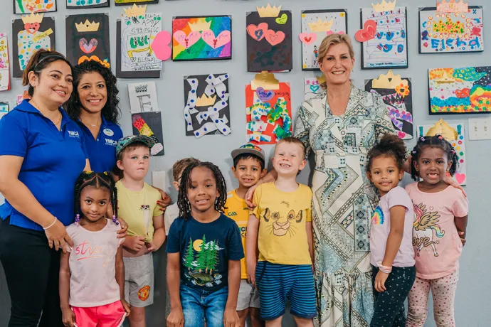 The Countess of Wessex with schoolchildren and staff