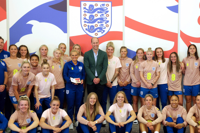 The Prince of Wales pictured with the Lionesses squad and staff