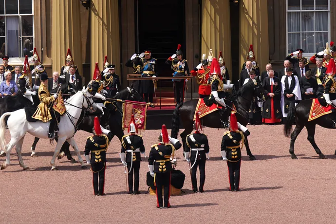 The King presents a new Standard to the Blues and Royals