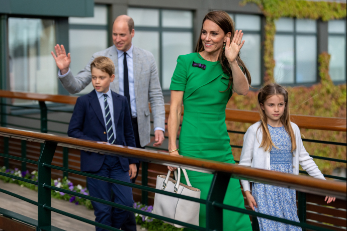 The Prince and Princess of Wales with Prince George and Princess Charlotte attend Wimbledon