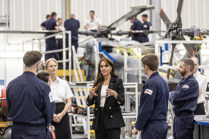 The Princess of Wales during a visit to the Royal Naval Air Station (RNAS) Yeovilton, near Yeovil…