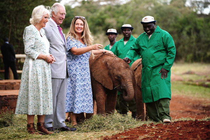 The King and Queen at Sheldrick Wildlife Trust Elephant Orphanage