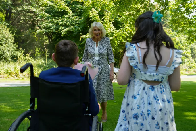 The Queen arrives to meet Tony Hudgell and Lyla O'Donovan