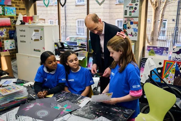 The Duke viewing art created by the Youth Club