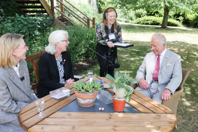 The King laughs during recording of the Millennium Seed Bank podcast