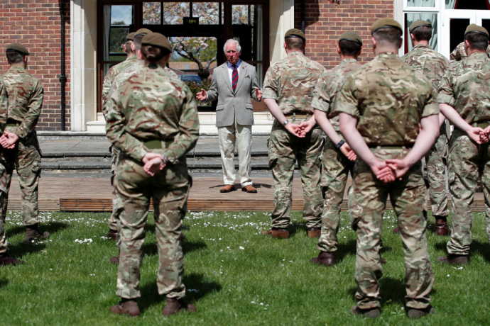 The Prince of Wales speaks to Welsh Guards