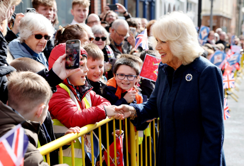 The Queen meeting with young children during the Isle of Man visit. 