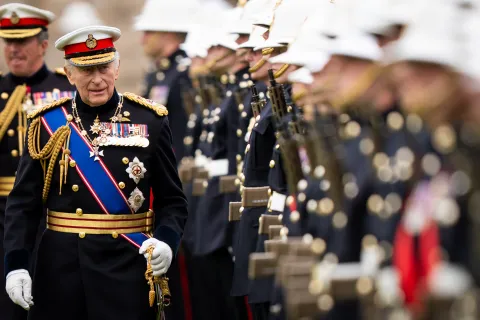 The King presents New Colours to the Royal Marines