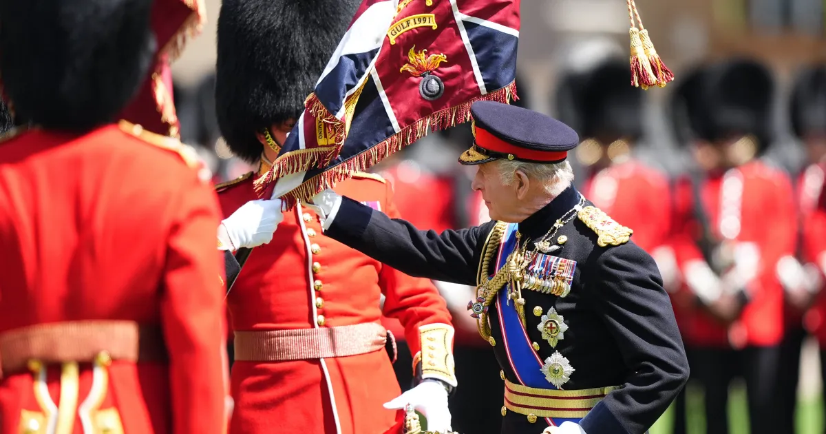 Charles Presents Grenadier Guards New Colours Bearing 45 Battle Honours, 4 Days